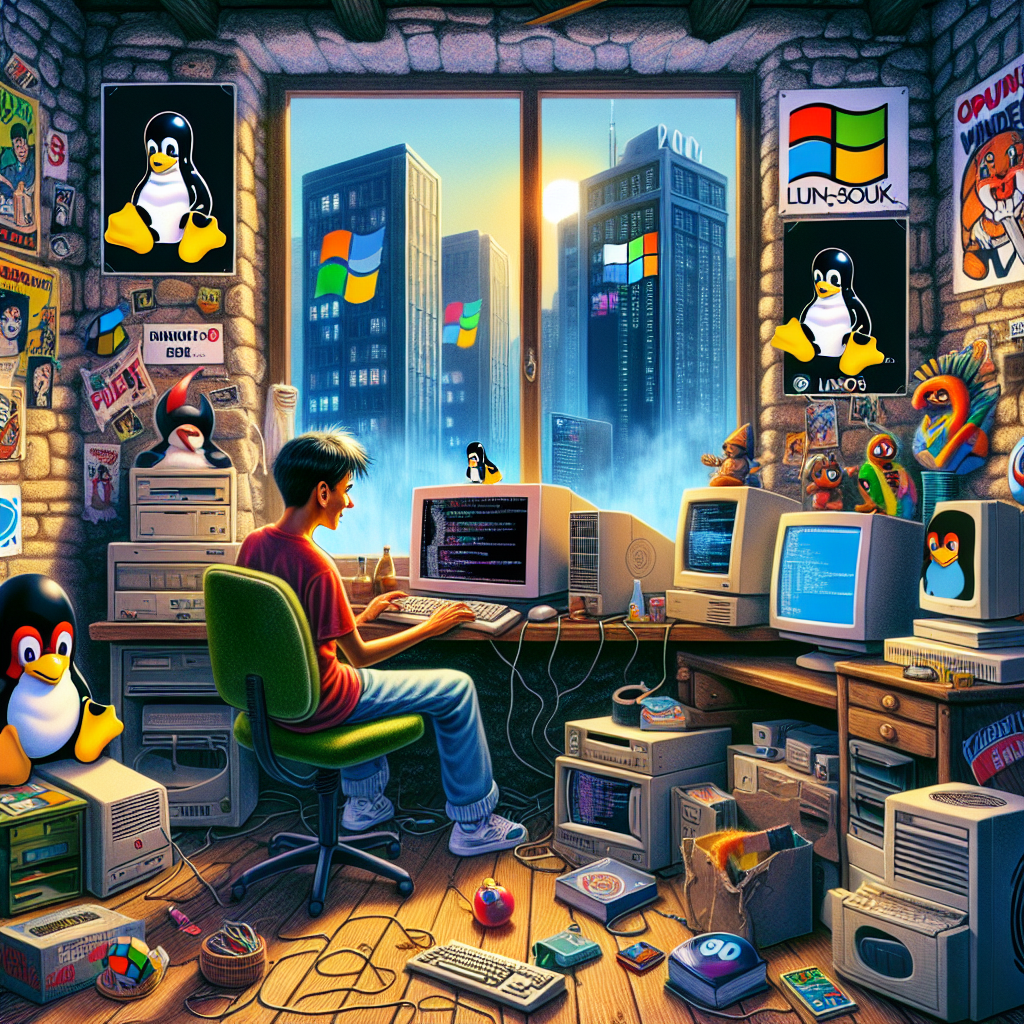 Representación de Creciendo con Linux en los años 90: desafíos y cambios en una era dominada por Windows